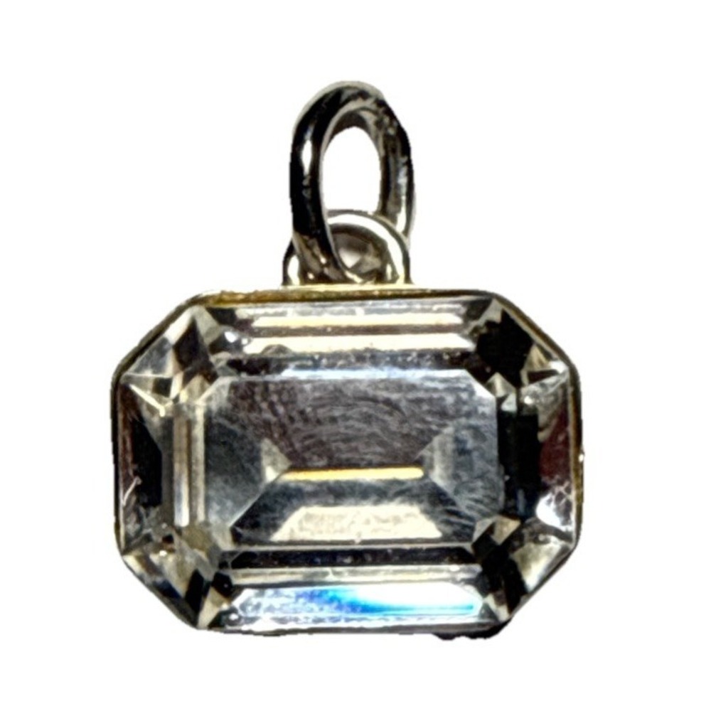 Vintage Emerald Cut Rhinestone Necklace Pendant J-10L
